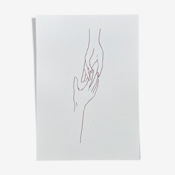 illustration « Hands » par Iosephine Prints - rouge