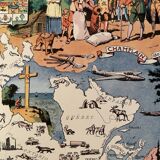 Old illustrated map of canada poster from 1948 - jp pinchon