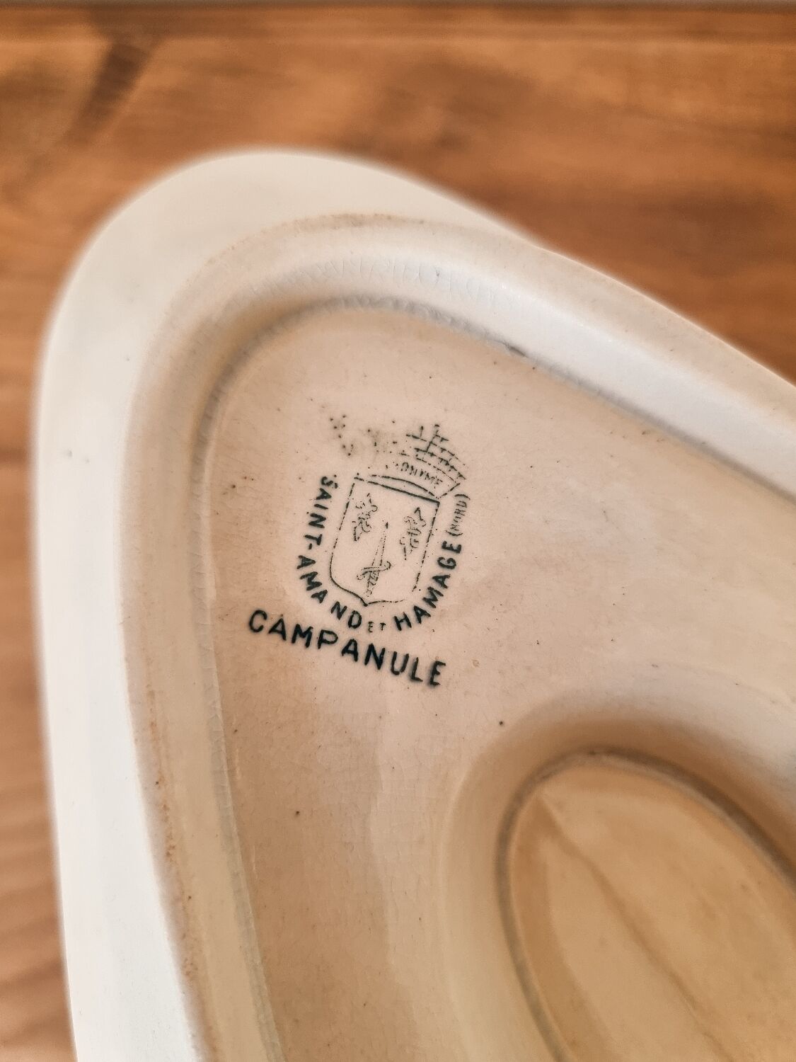 Late 18th century St Amand gravy boat in iron earth