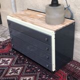 Commode en tôle émaillée et chêne 1950. Livraison gratuite