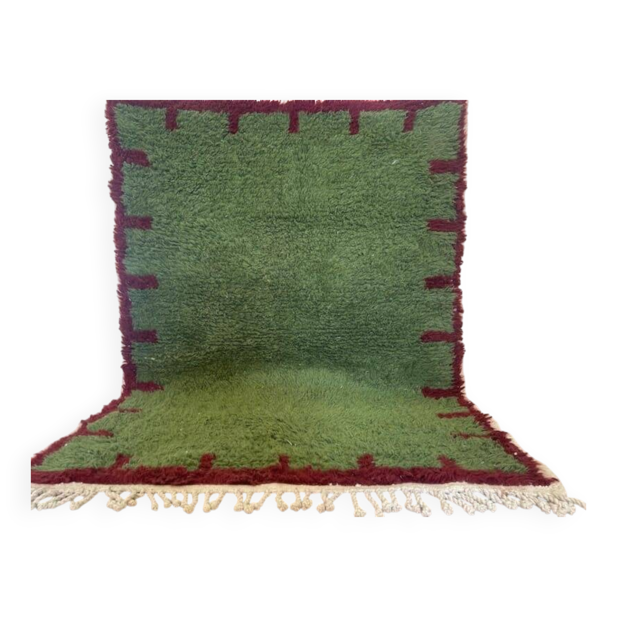 Traditional handmade pure wool rug, green, size 150 x 250 cm