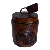 Vintage cigarette holder 1960 Longchamp leather horse - 11 x 10 cm