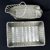 Christofle France Wine Basket Bottle Holder & Bread Basket Vannerie-Mid Century