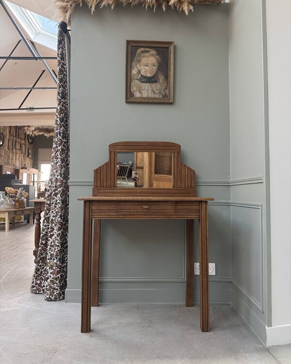 Coiffeuse bureau art déco en chêne (restaurée)
