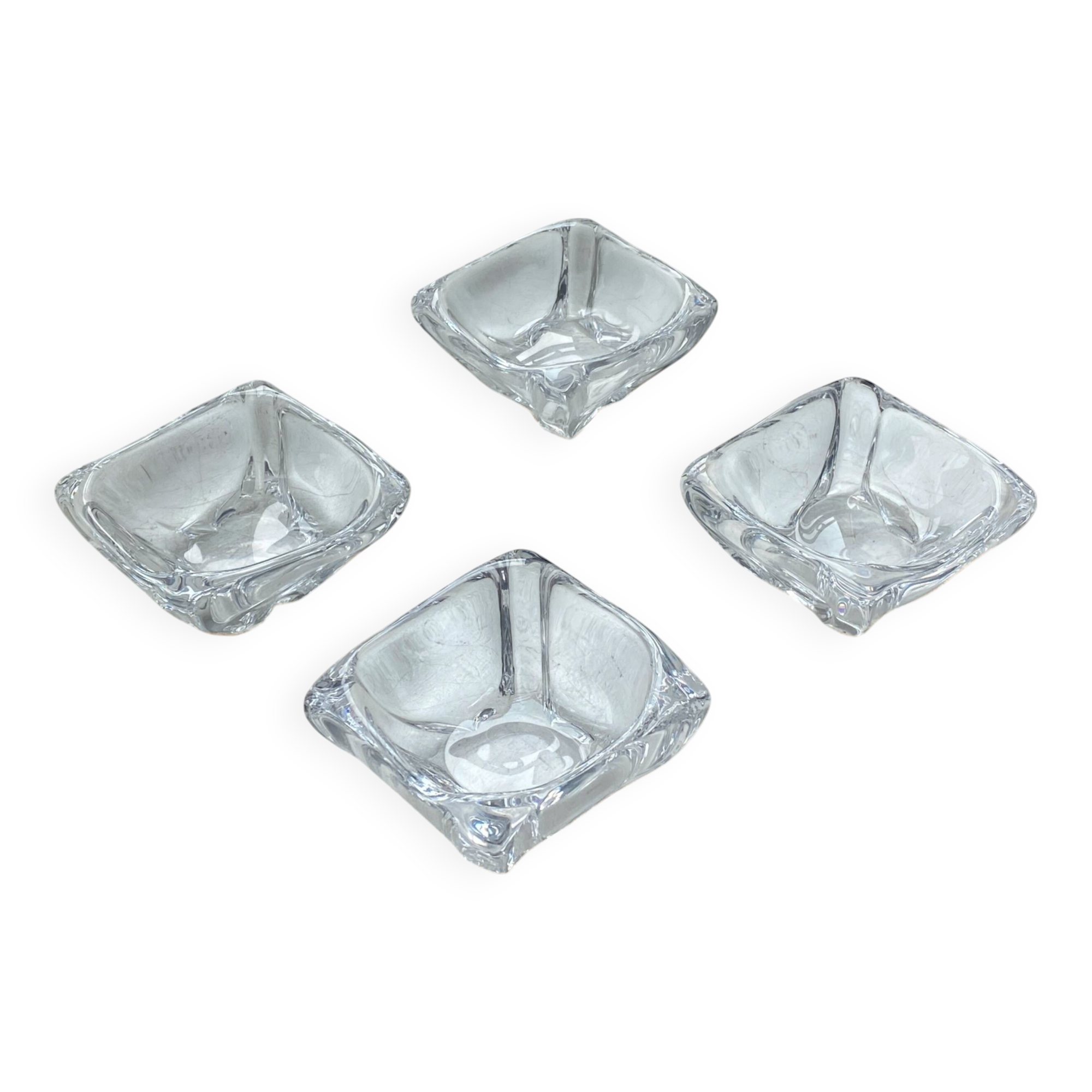 4 individual salt cellars in Daum Crystal, France
