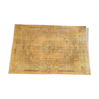 Tapis Oushak jaune 6x9 tapis vintage, tapis surteint jaune, tapis pour vivre MOON.147