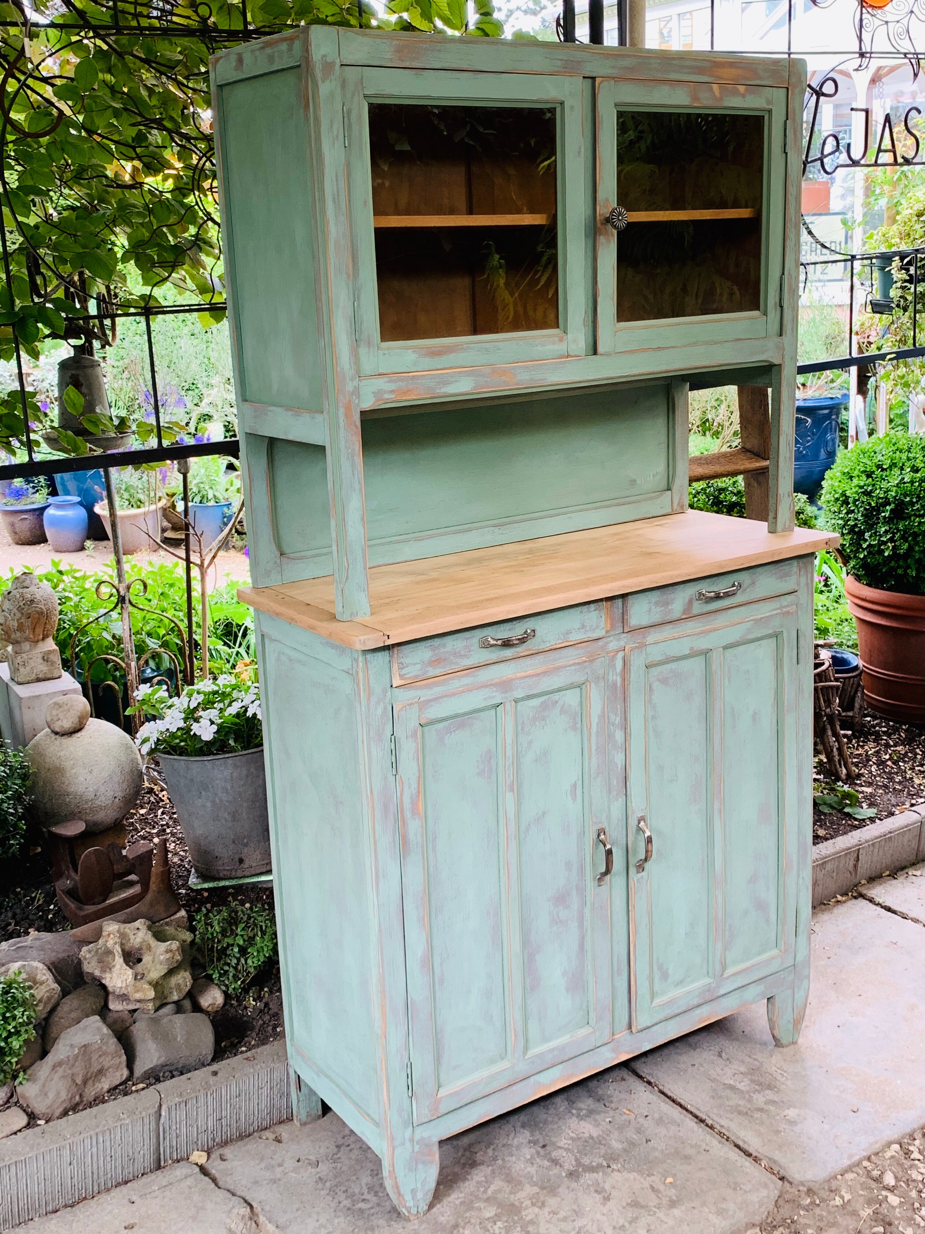 Parisian buffet patine celadon green and bluish grey