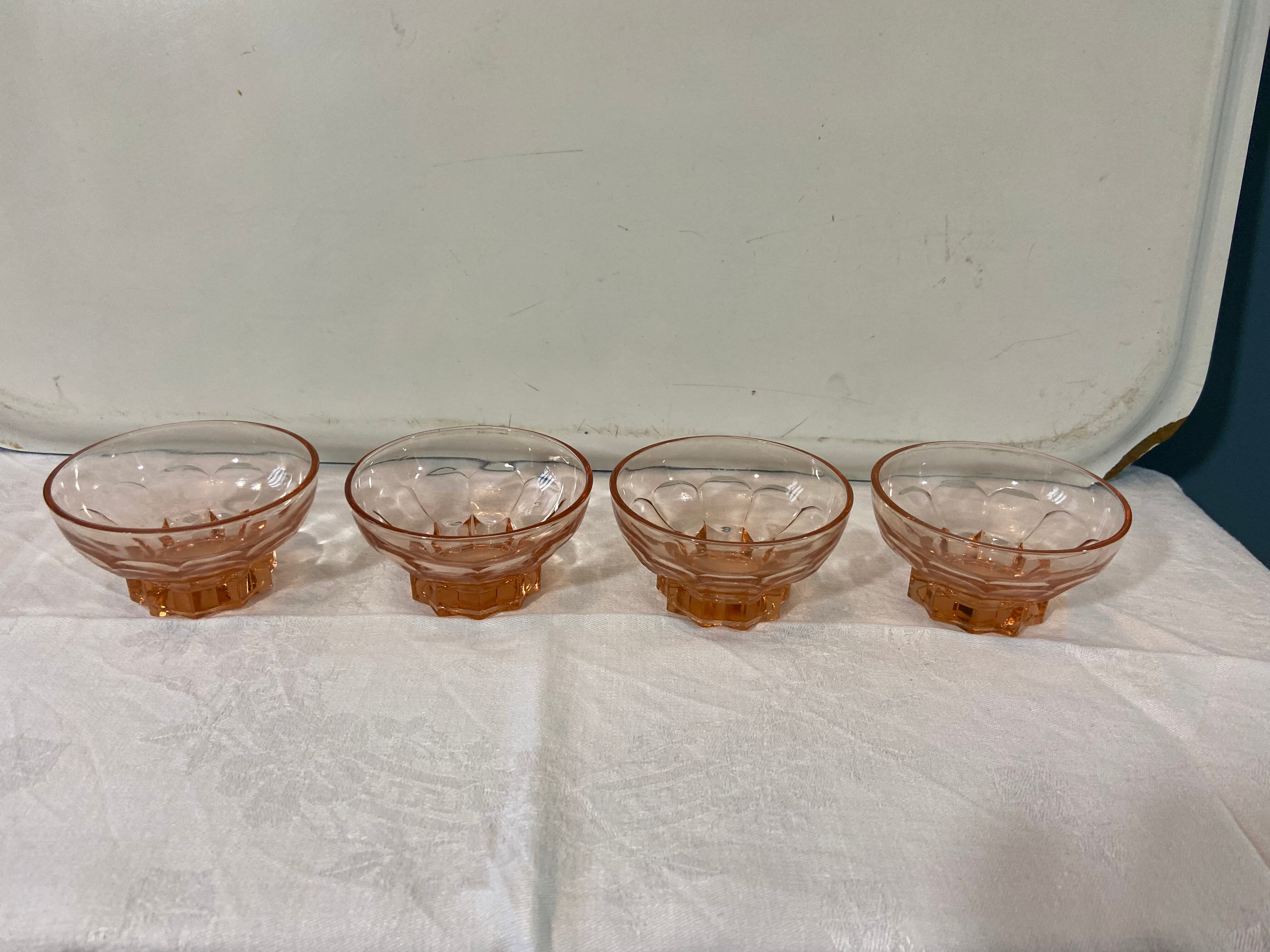 Set of 4 vintage pink glass bowls