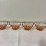 Set of 4 vintage pink glass bowls