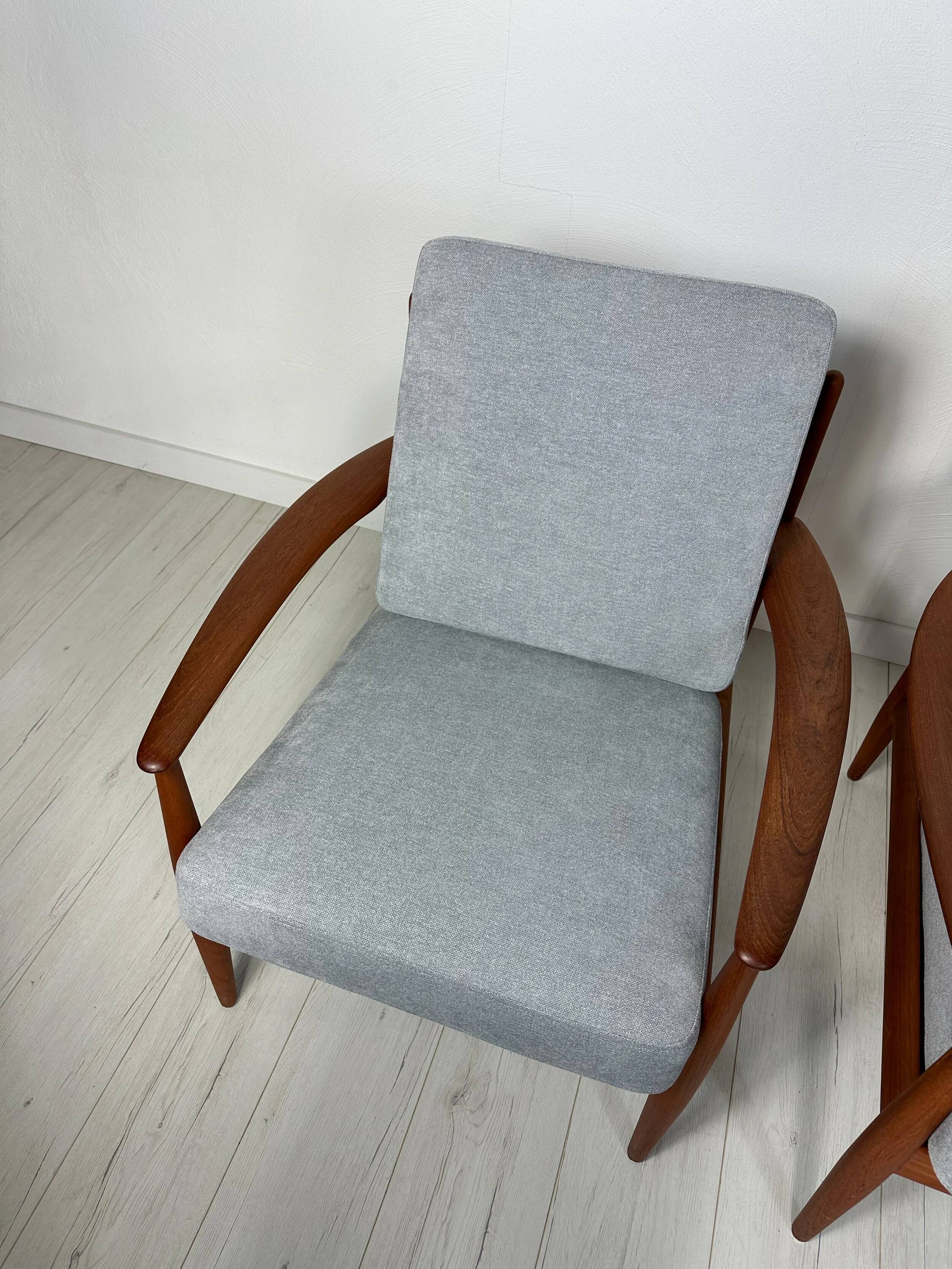 Fauteuil vintage danois en teck des années 50, demi-fauteuil signé Grete Jalk pour France & Daverkosen