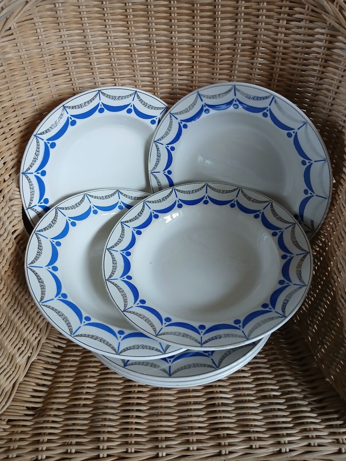 6 antique soup plates from Digoin and Sarreguemines