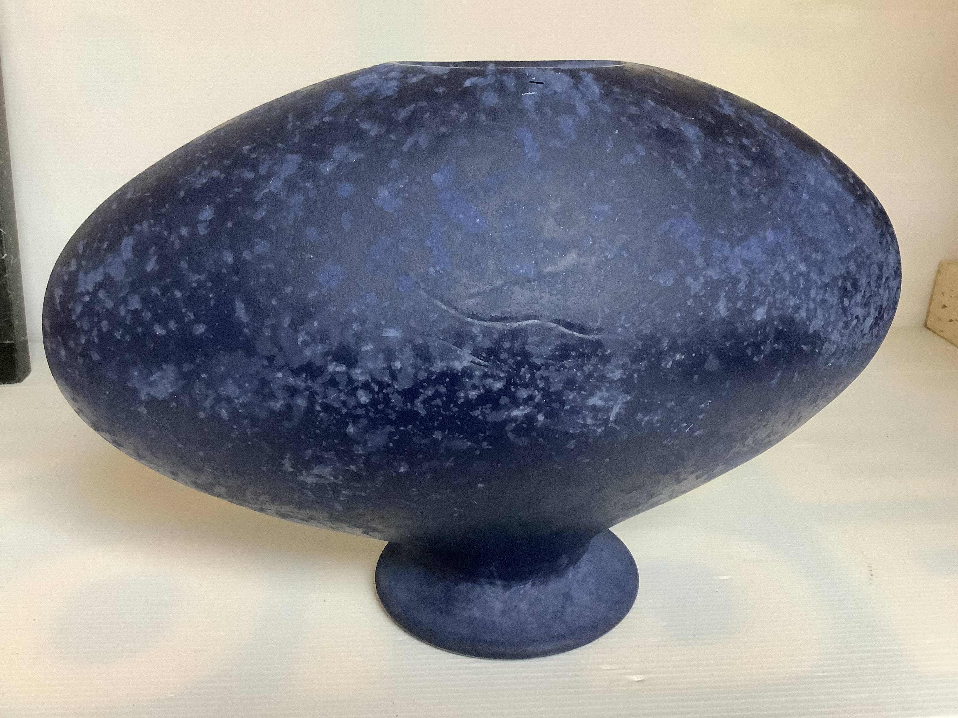 Large blue ovoid Scavo vase