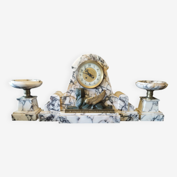 Marble mantel clock and its art deco fittings