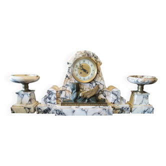 Marble mantel clock and its art deco fittings