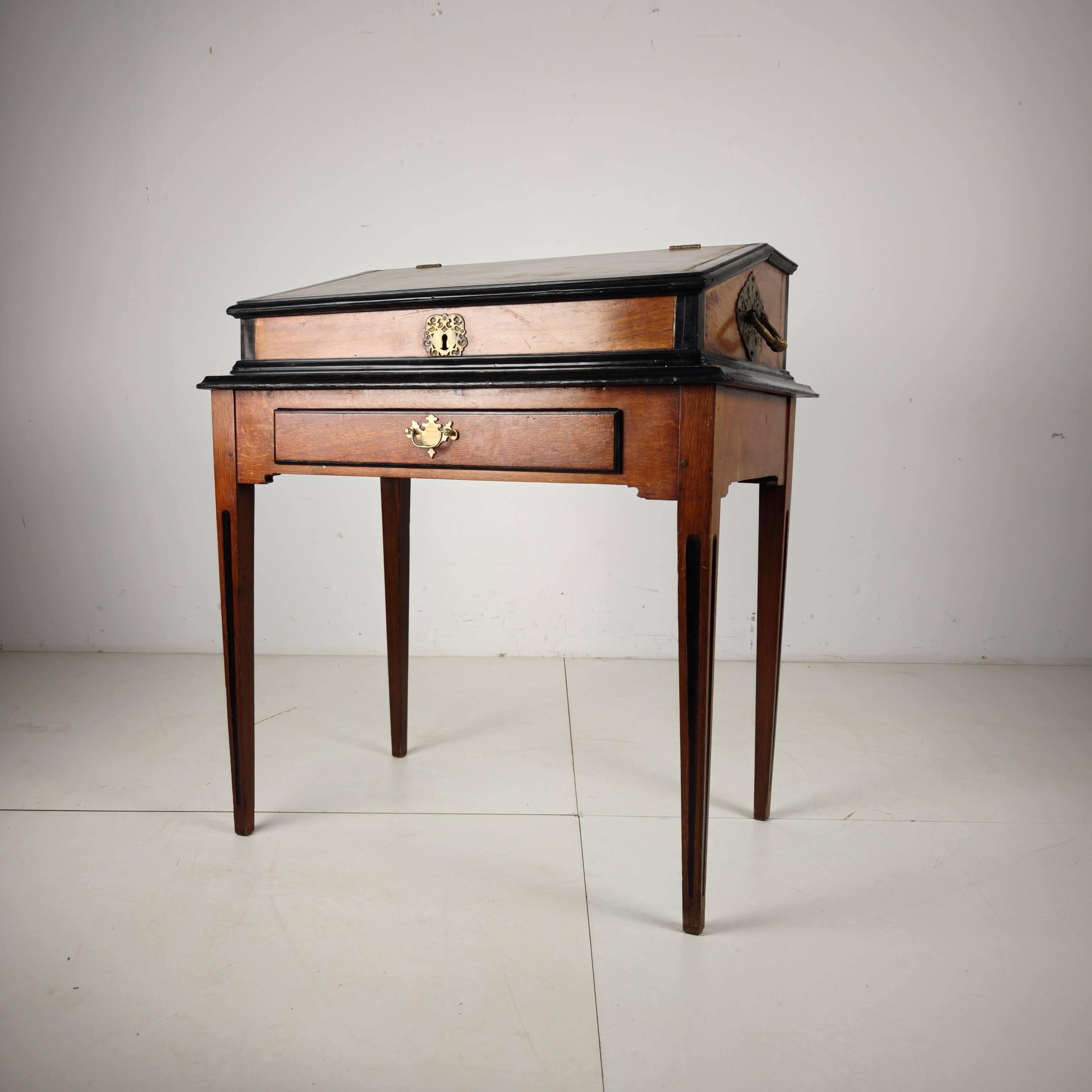 18th Century Indonesian Amboyna & Ebony Portable Writing Desk, custom stand