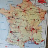 Old Rossignol Scolaire poster: La France - Départements et Population.