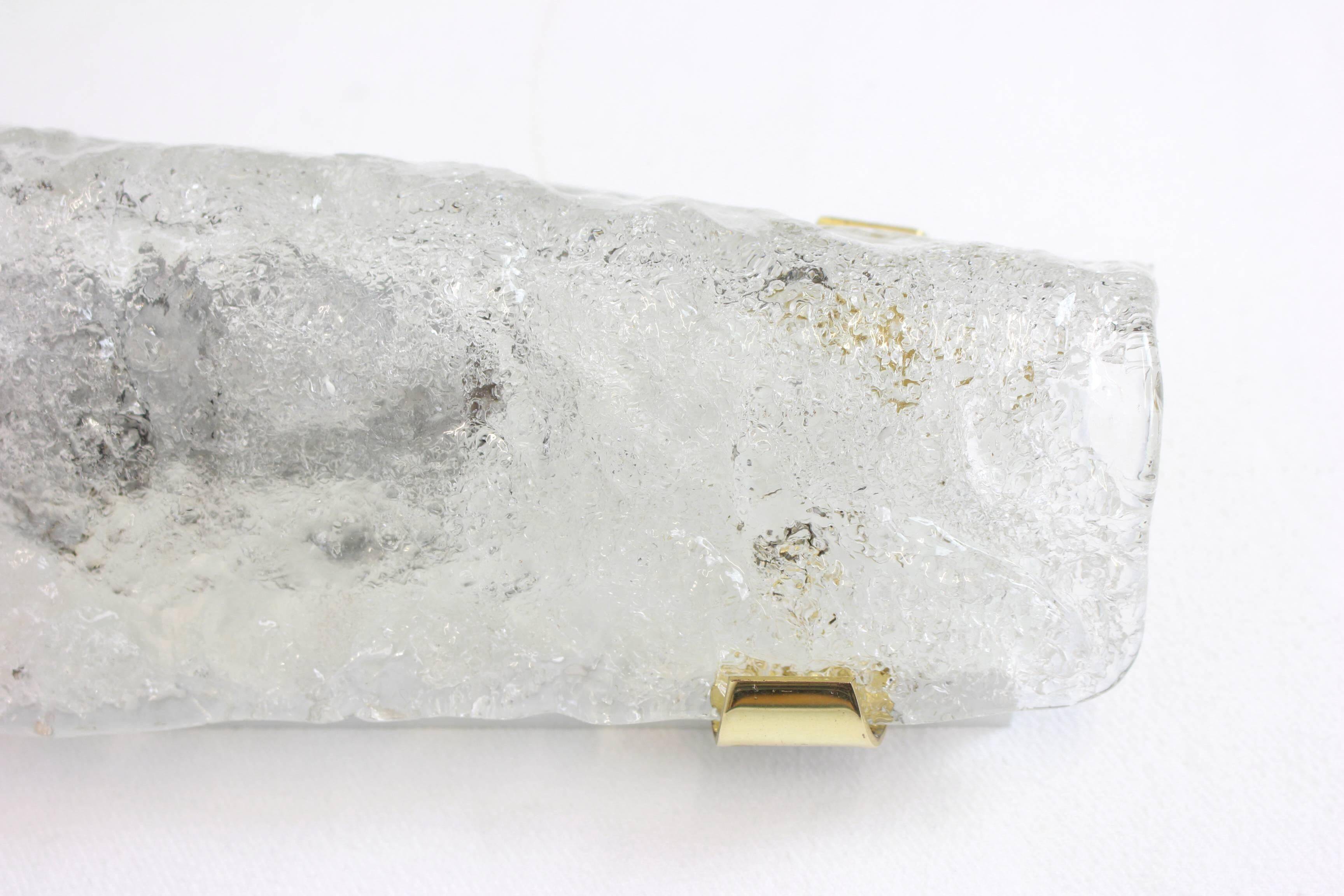 Set of 3 large angular wall sconces in Murano glass by Hillebrand, Germany, 1960s.