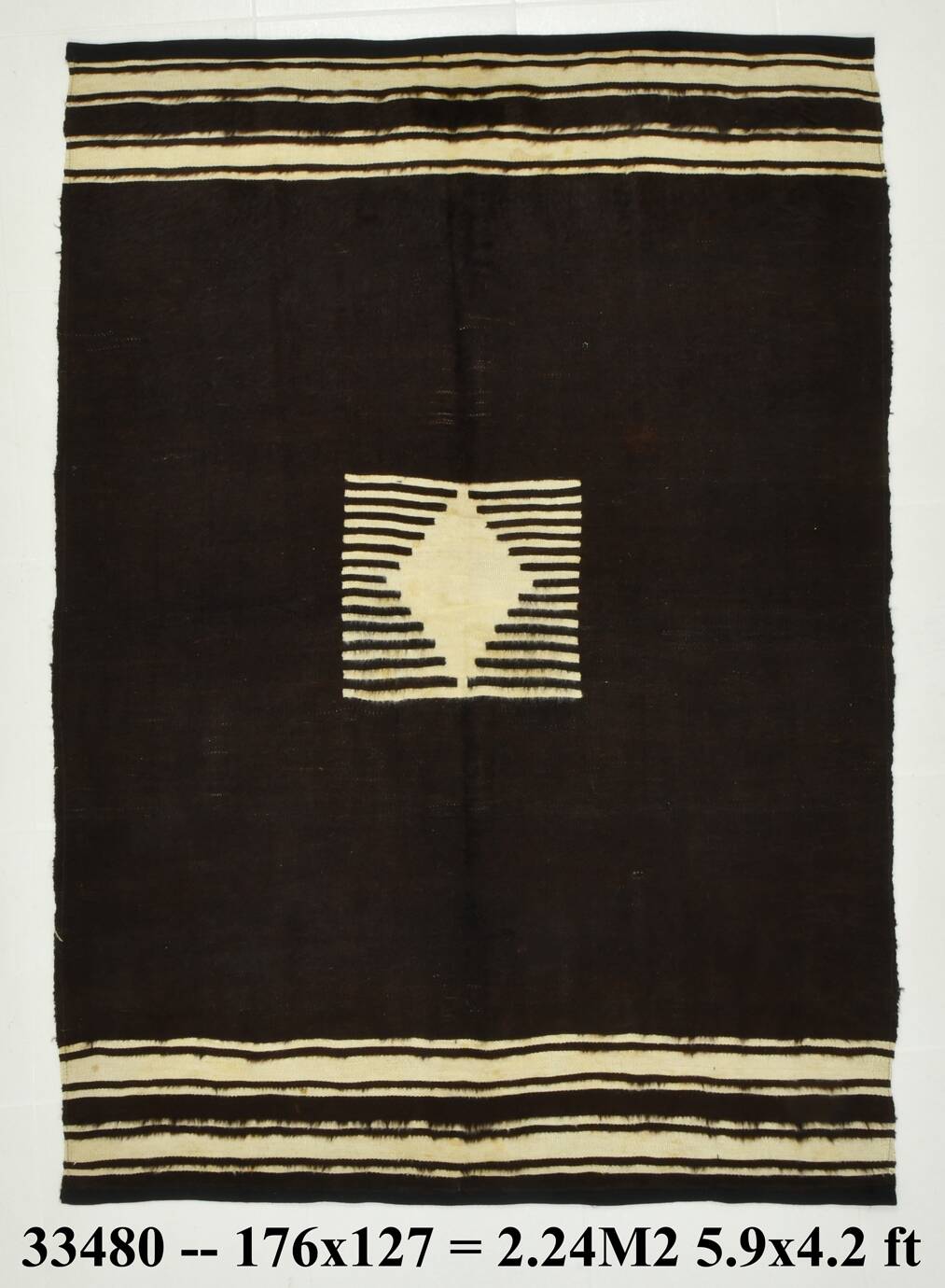 4x6 Brown & Beige Contemporary Kilim Rug, 127x176Cm