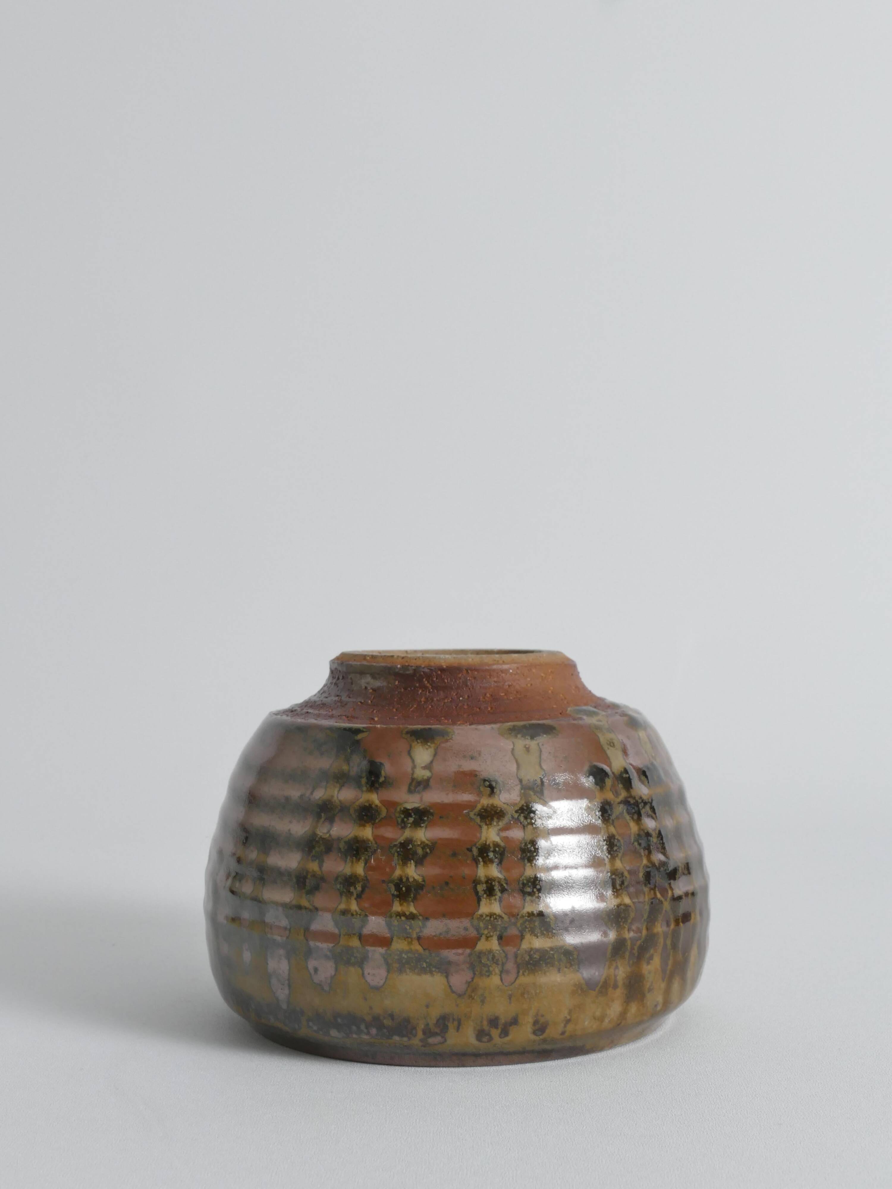 Midcentury-Modern Stoneware Bowl Dripping Motif in the Style of Margaret Rey
