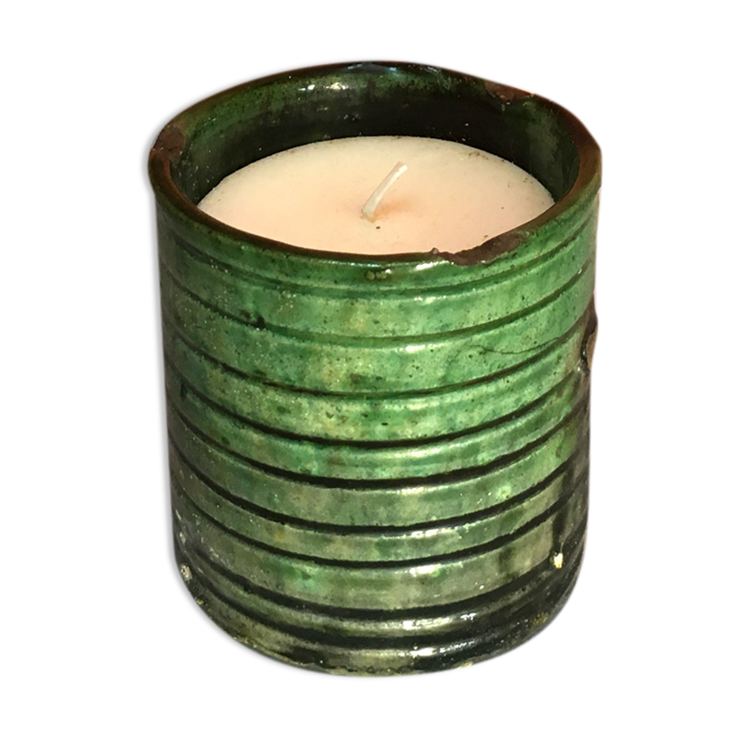 Candle placed in terracotta pottery