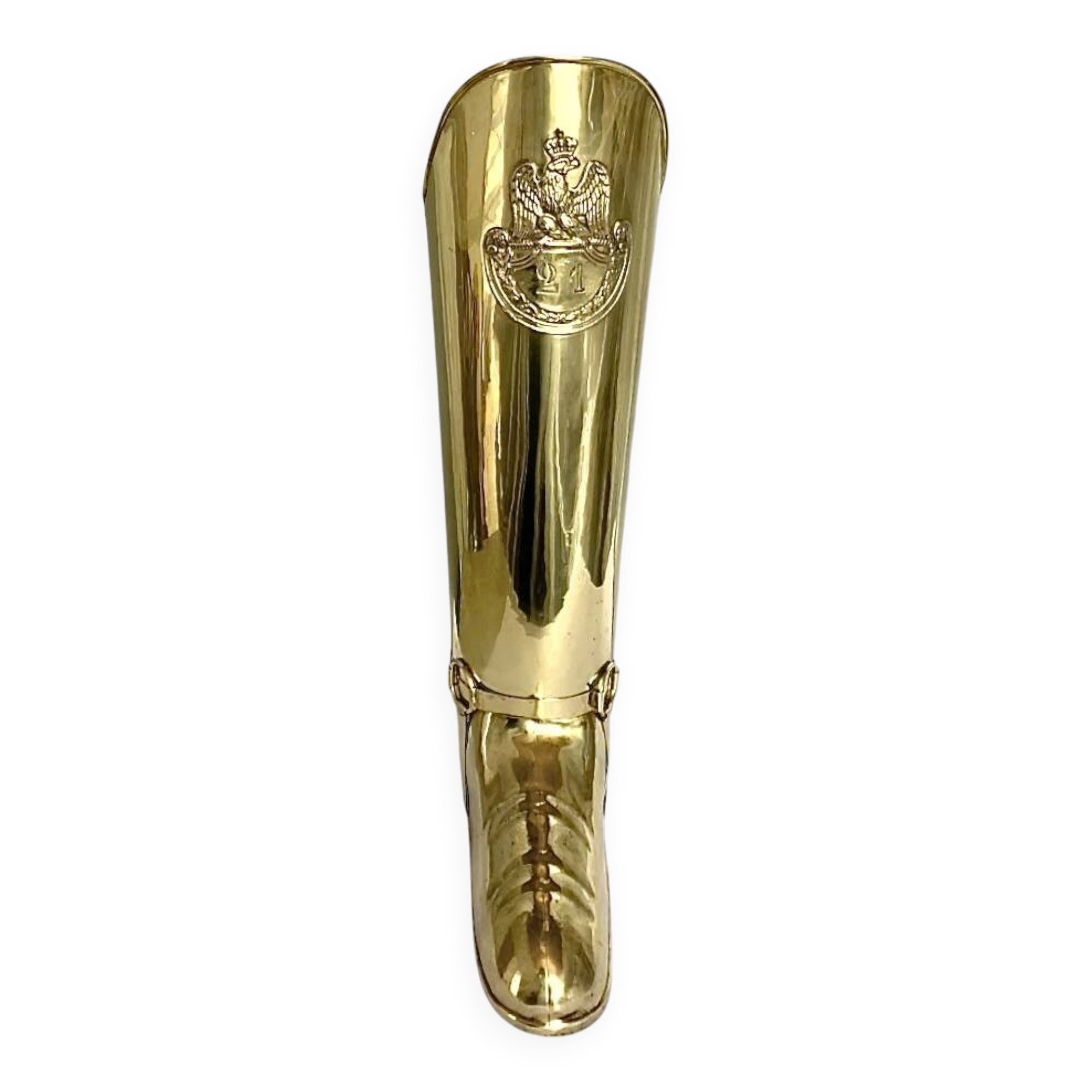 Antique Mécap gilded brass umbrella stand – 2.818 kg – Engraved number 21