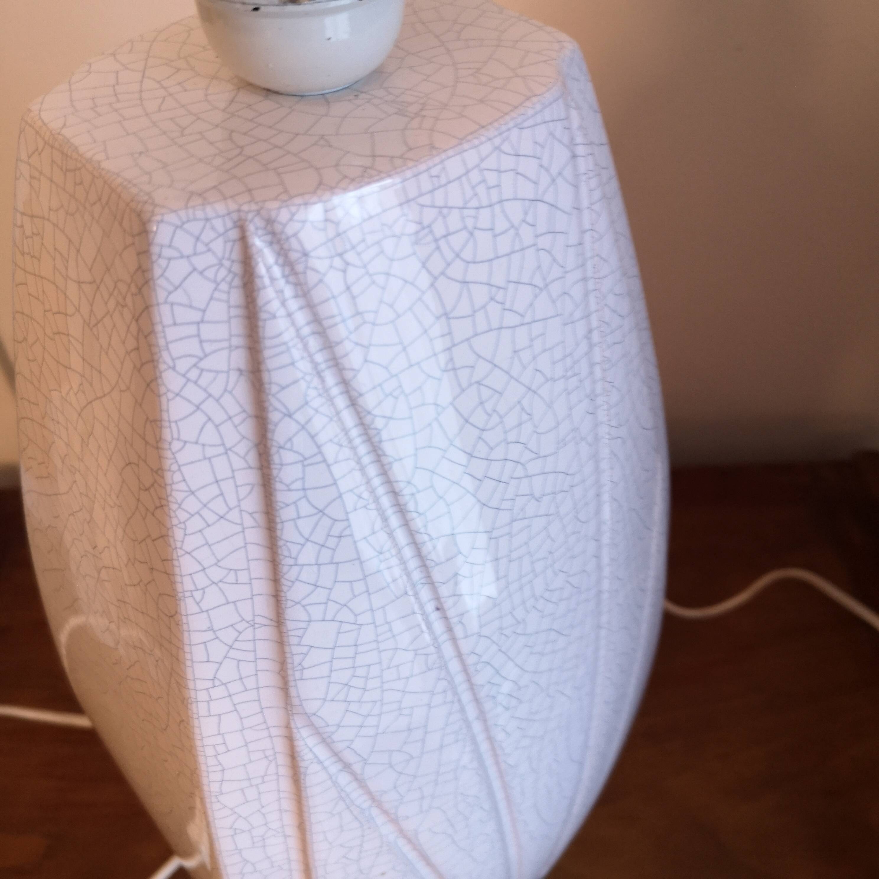 "Fan" lamp base in crackled ceramic - 1980s