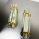 Pair of Venini half-moon wall lights – cut crystal glass & brass, Italy 1970s
