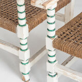 Set of vintage wooden and woven rope armchairs with a matching table. Spain, 1960s.