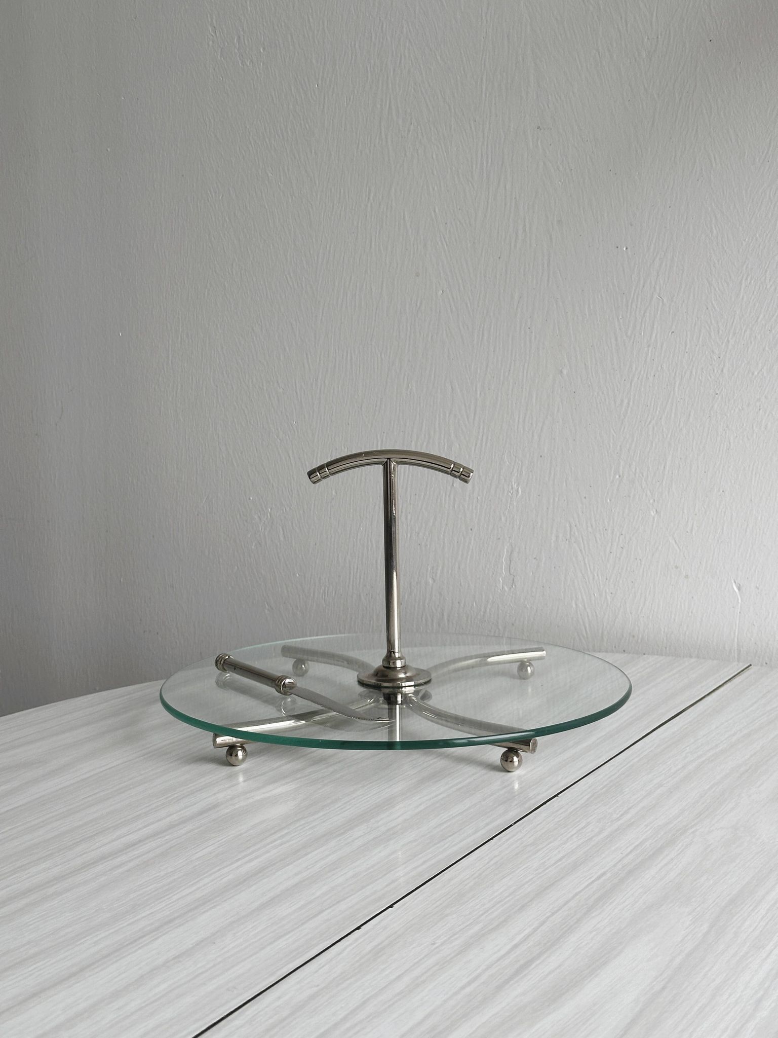Glass and silver metal cheese board
