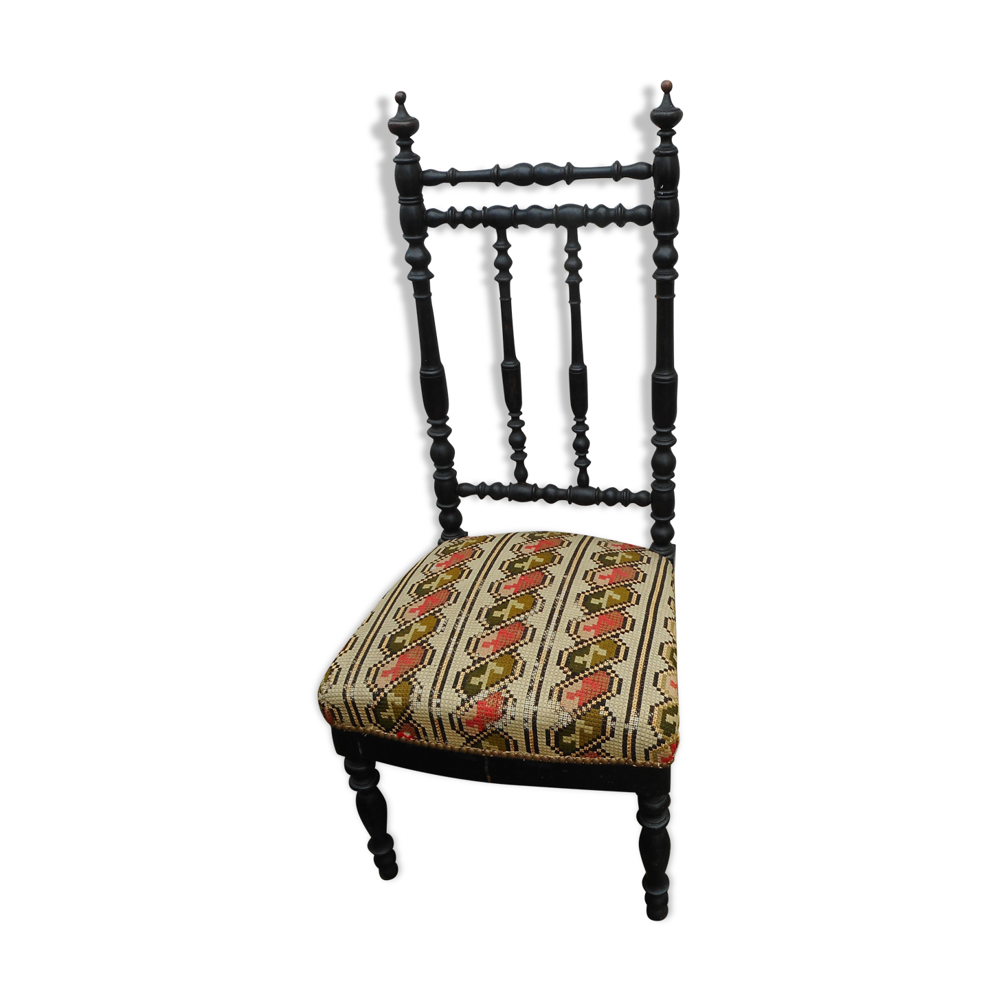 Chair Napoleon III, black turned wood