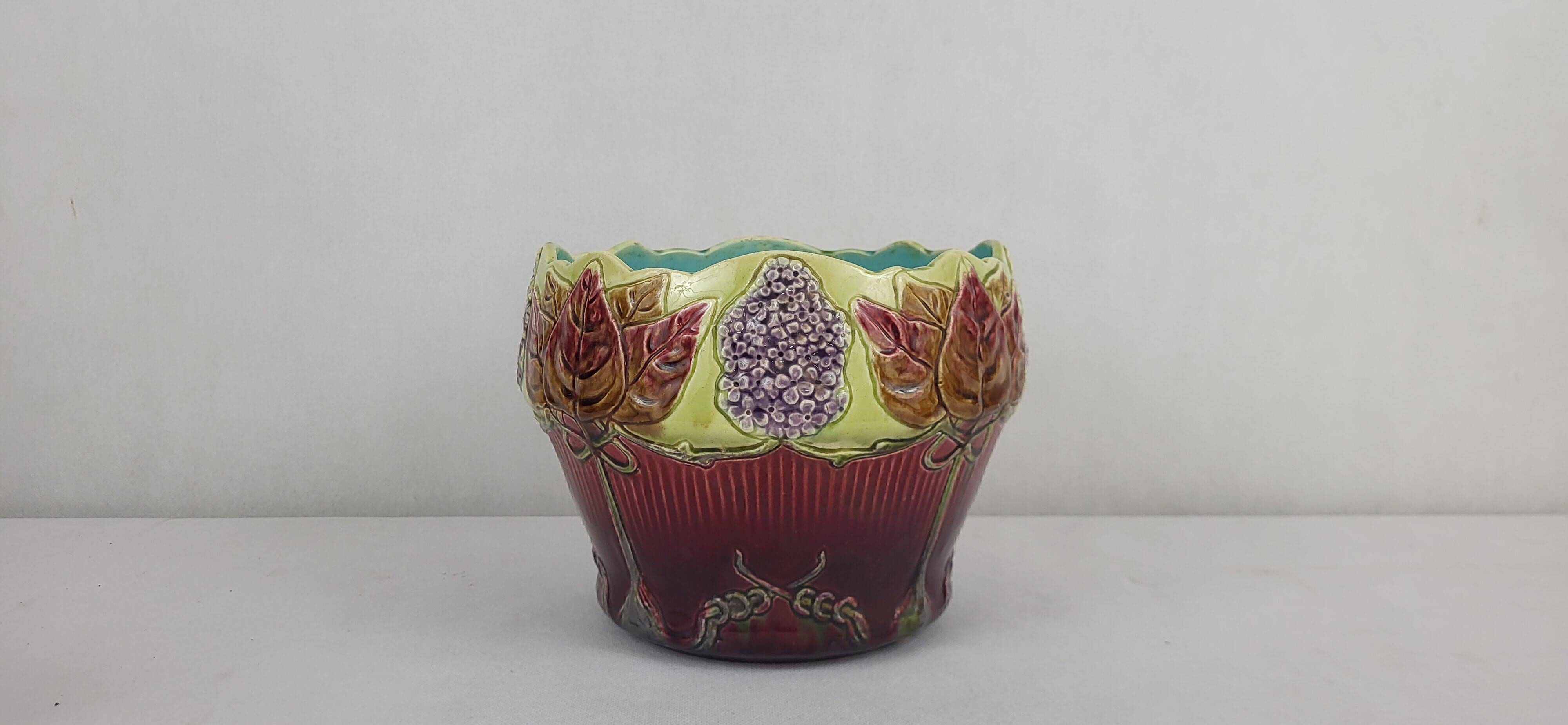Art Nouveau earthenware cache pot