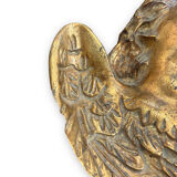 Pair of angel head wall sconces in gilded composition