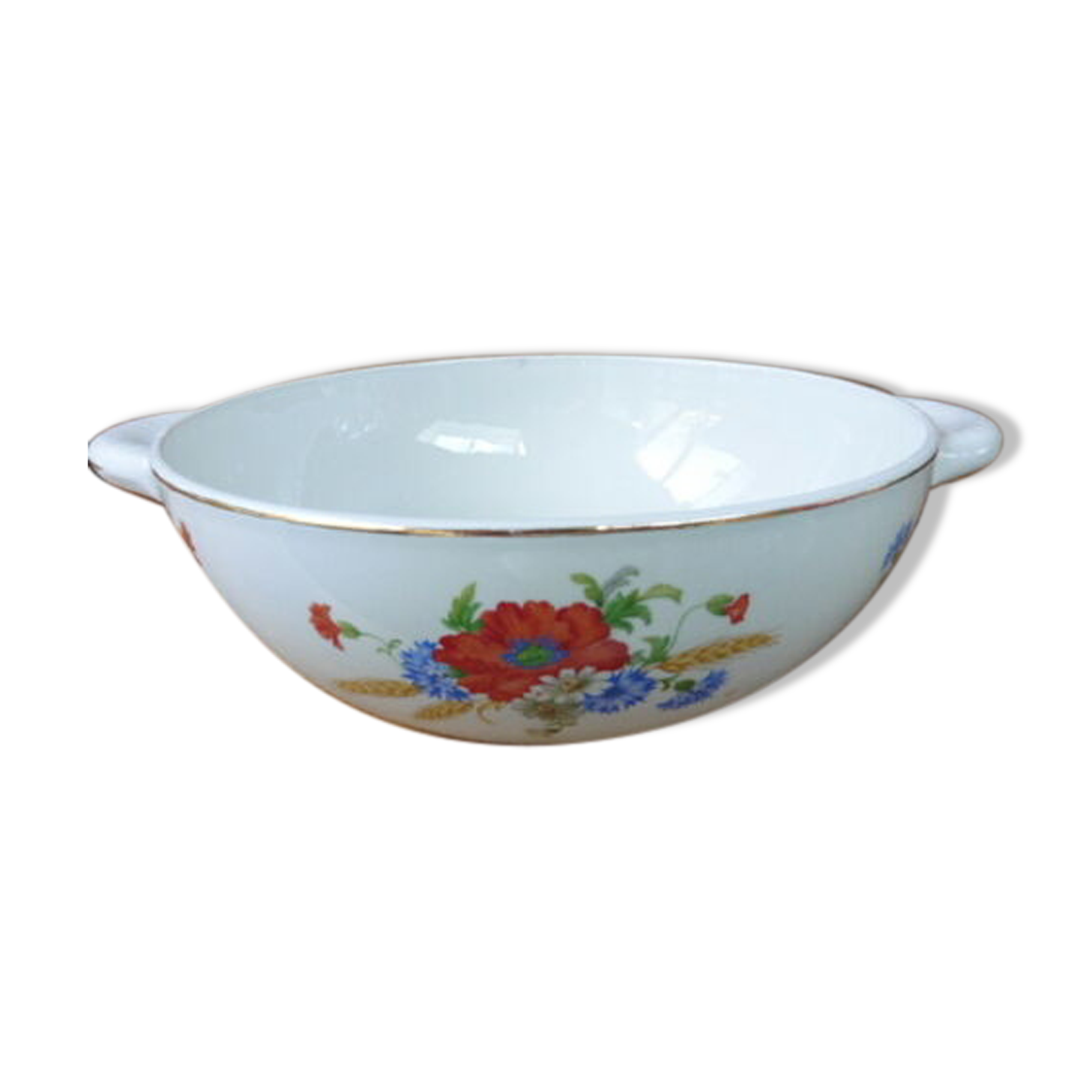 Légumier Lunéville KG decoration of blue daisy poppies and wheat