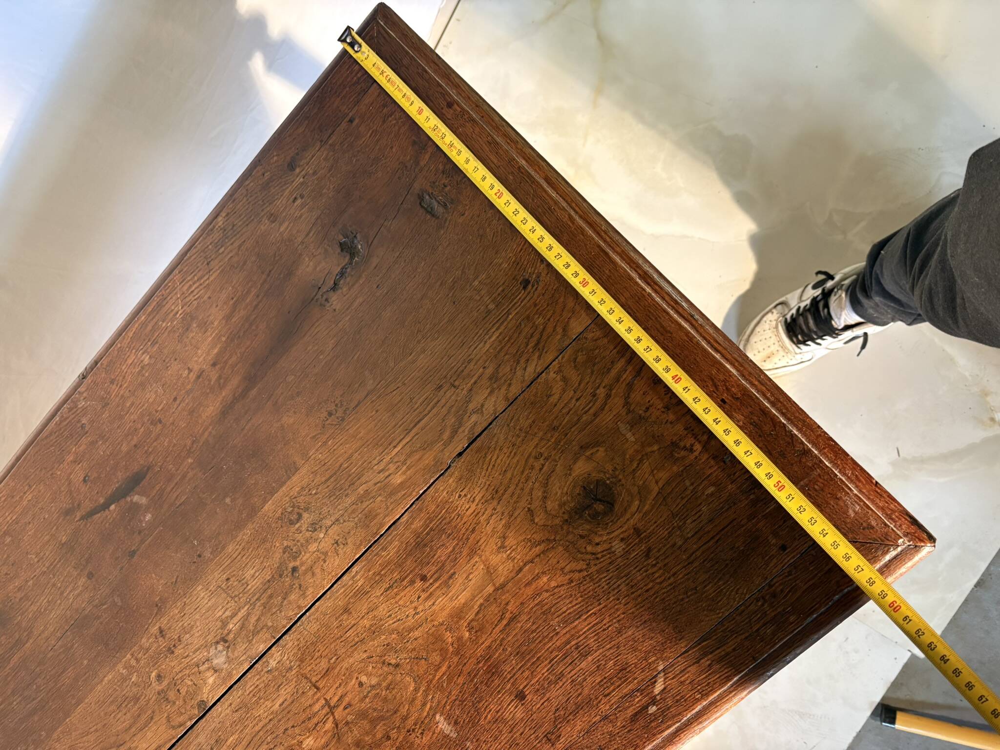 Antique solid wood table with turned legs