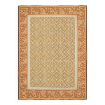 Handmade European Vintage Aubusson Kilim 263 cm x 362 cm