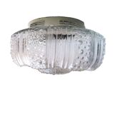 Portuguese mid century clear bubble glass bathroom flush mount light fixture lamp 1970s