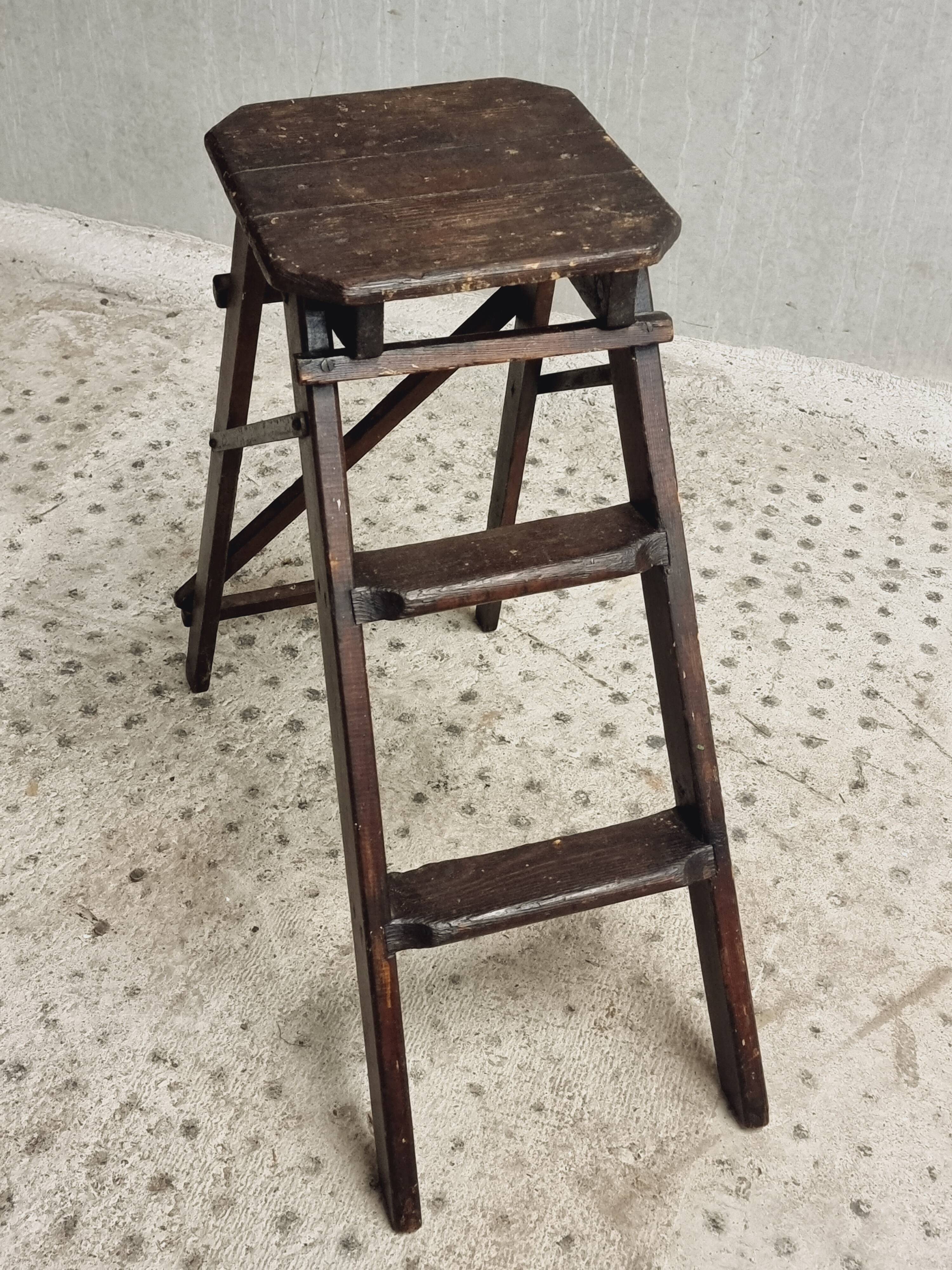 Old wooden stepladder library steps decorative foldable