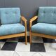 Walter Knoll blue fabric armchairs 1960s