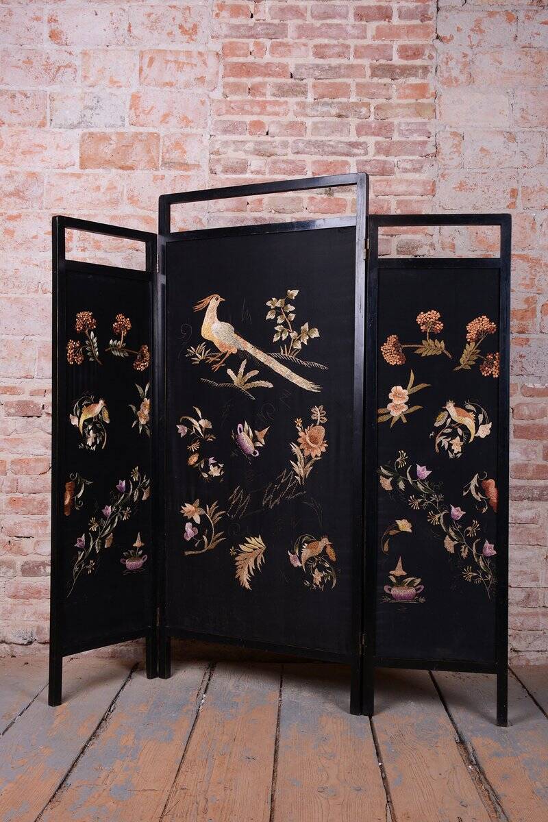 Art Deco Folding Screen in Oak, France, 1920s