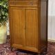 Small Louis XVI style cabinet in mahogany, oak, and marble top.