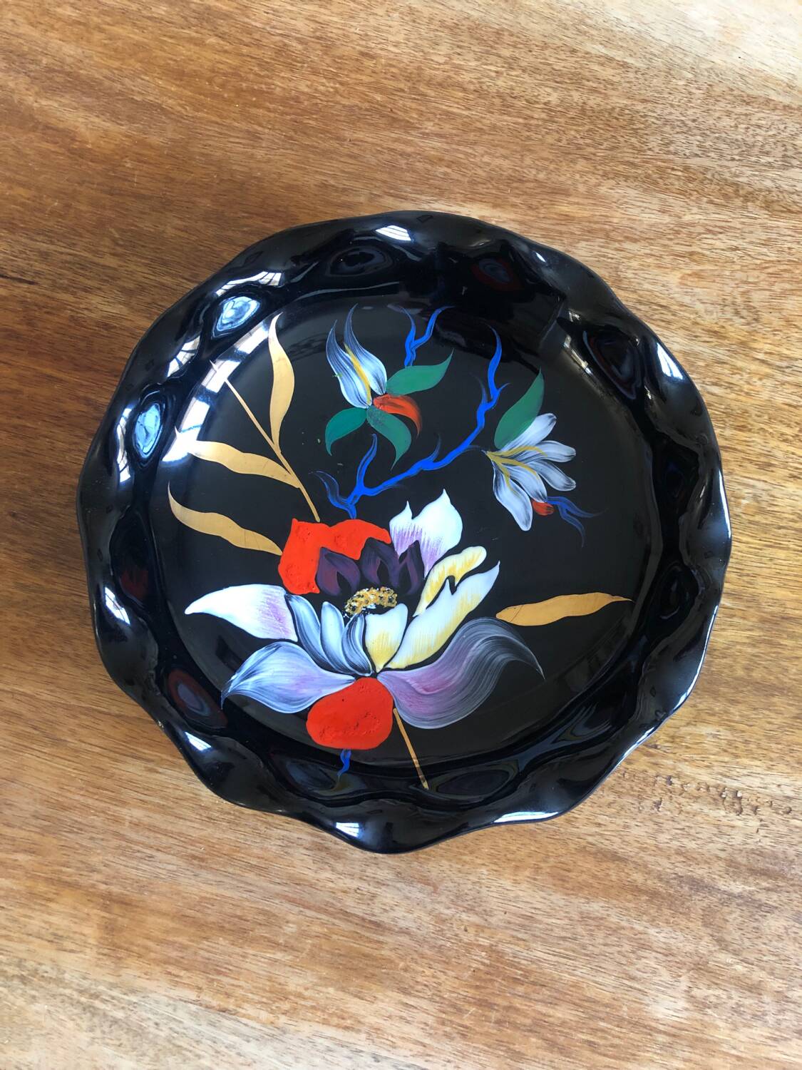 Vintage dish/basket in glazed porcelain, Émaux de Longwy