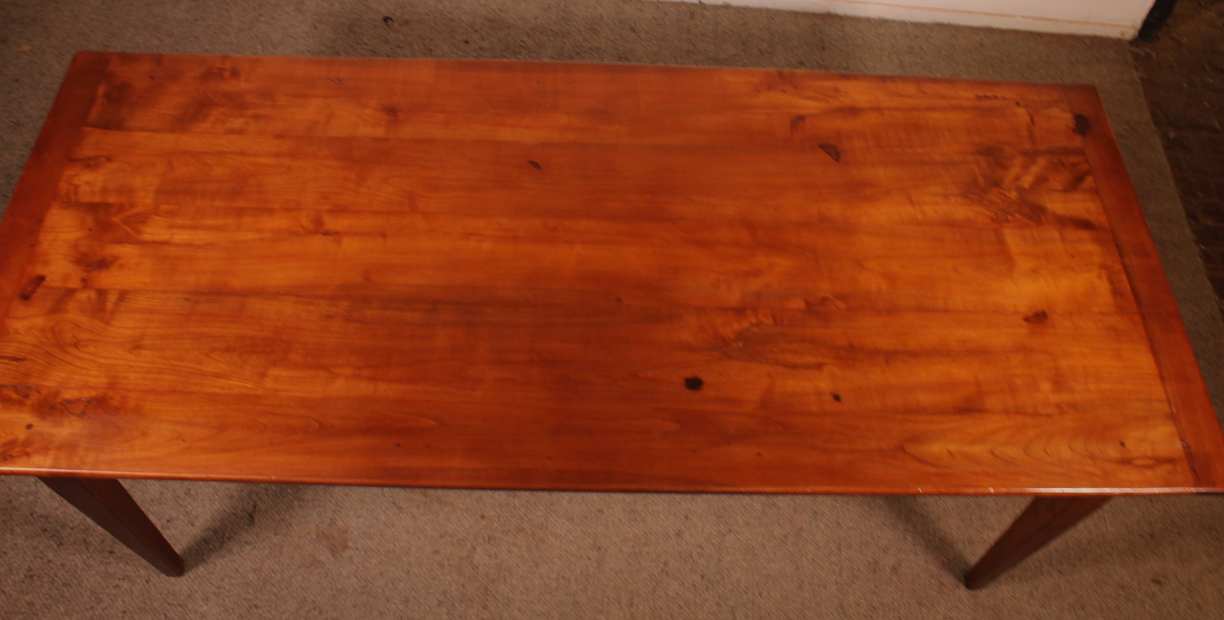 19th Century Refectorial Table in Cherry Wood with a width of 92cm