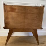 Vintage bedside table, 60s Scandinavian style compass feet