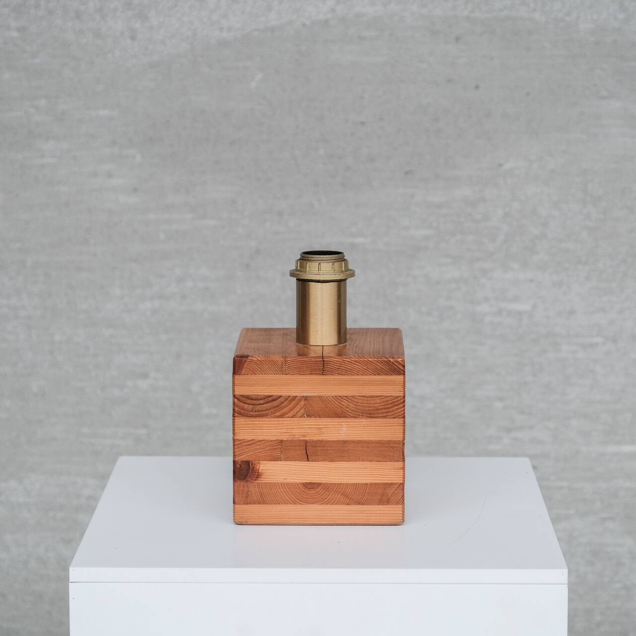 Pine Mid-Century Square Italian Mid-Century Table Lamp