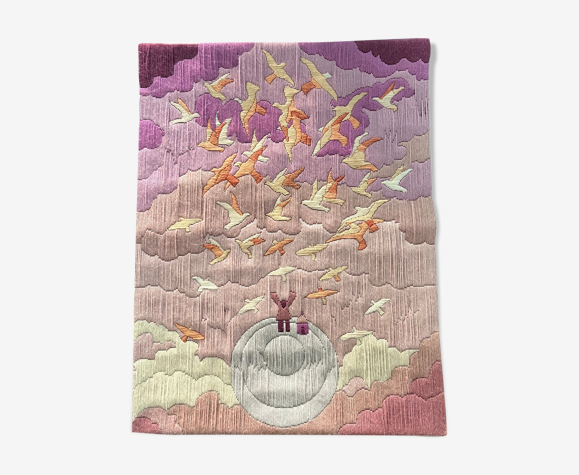 Tapisserie canvas vintage oiseleur du monde