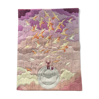 Canvas tapestry vintage oiseleur du monde