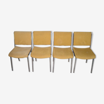 Set of 4 chrome metal chairs and 1970 fabric