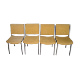 Set of 4 chrome metal chairs and 1970 fabric