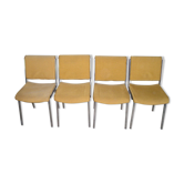 Set de 4 chaises métal chromé et tissu 1970