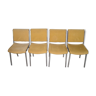 Set de 4 chaises métal chromé et tissu 1970